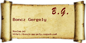 Boncz Gergely névjegykártya